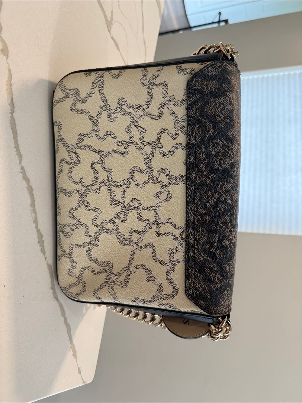 TOUS Black Patterned & Croc-Effect Chain Crossbody - Picture 2 of 4